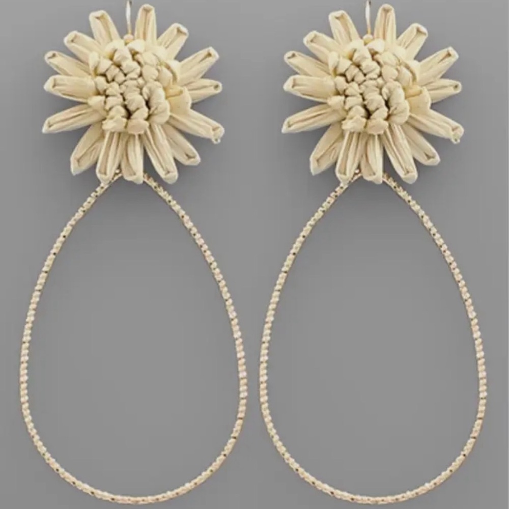 NWT Chic Floral Cream Drop Earrings